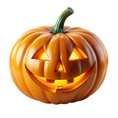Spooky halloween jackolantern glowing bright orange festive autumn 3d art on transparent background