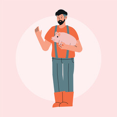 Flat Vector Farmer Illustration