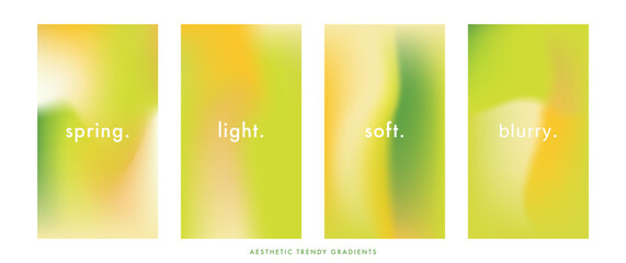 Yellow green gradient background. Simple soft abstract vector texture. Spring season stories set. Nature vertical vector bg. Springtime gradient stories design template for poster, social post, cover © Mariia