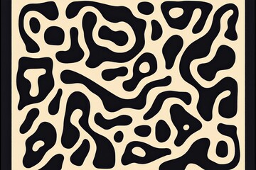 Unique abstract pattern featuring black and cream shapes creating a fluid design ideal for modern decor