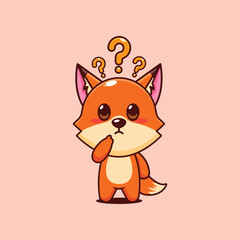 Cute fox is confused cartoon vector illustration