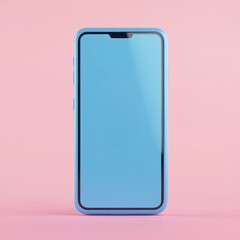 Smartphone with Blank Screen on Soft Pink Background Ideal for App Mockups and Modern Technology Concepts