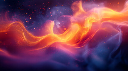 Abstract representation of Holi festival, with colorful splashes and dynamic shapes, digital art, with a focus on energy and joy, glowing effects 