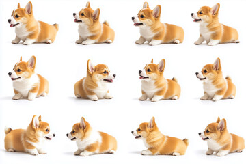 Set of corgi puppy isolated on white background, Selective focus corgi with various posture for commercial advertisement.