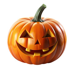 Smiling jack o lantern halloween pumpkin festive october scary fun 3d art on transparent background