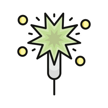 green sparkler with yellow sparks clip art preview