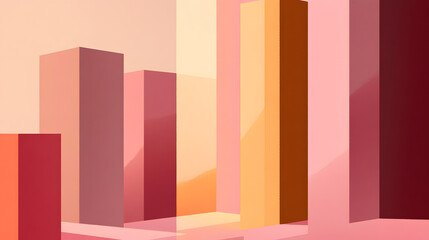 Naklejka premium Abstract Shapes: Geometric Cityscape in Warm Hues