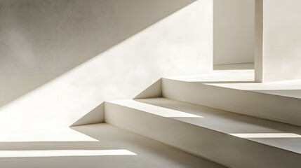 Obraz premium Sunlight Illuminates Modern White Staircase