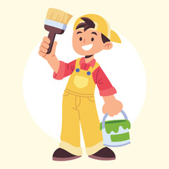 flat vector handyman illustration