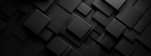 Fototapeta premium Trendy black background with simplistic elements for design and banner templates. Fashionable minimalist wallpaper with geometric motifs and a central white space for text.