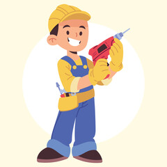 flat vector handyman illustration