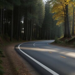 Obraz premium Road Between Forest