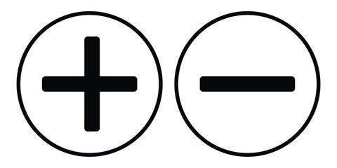Obraz premium Plus and minus vector icon outline on white background