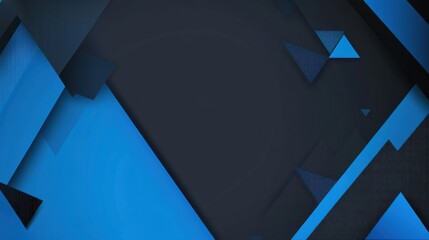 Sleek Blue Background with Triangles and Angles for Design, Featuring White Space in the Center for Text. Abstract Geometric Modern Wallpaper Ideal for Banner Templates and Digital Projects.