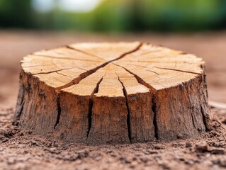 Close-Up of a Tree Stump in a Lush Forest Natural Beauty Wood Texture Earthy Environment Detailed View Nature's Storytelling