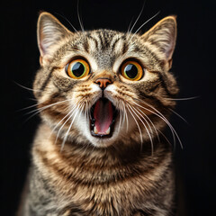 Obraz premium Shocked funny cat close up meme face