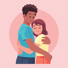 Flat a pair of loving hugs Illustration