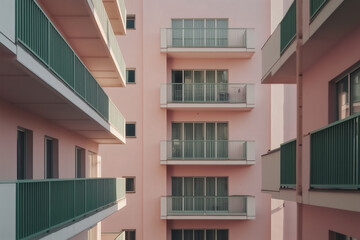 Obraz premium Pink Building with Balconies
