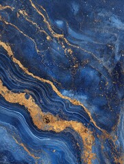 Fototapeta premium Abstract Blue Gold Marble Texture Background
