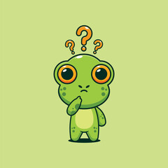 Cute frog is confused cartoon vector illustration