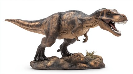 Menacing T-Rex figurine with sharp teeth, isolated and striking, conveying primal ferocity and raw power.
