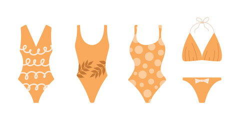 swimsuit. swimming clothes. summer. vacation by the sea. vector. beautiful women's swimwear. clothes. clothes for a beautiful girl. a bikini. Burkini.