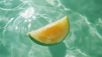 Fruit Slice on Rippled Water Surface and Keywords to improve search results such as healthy, fresh,