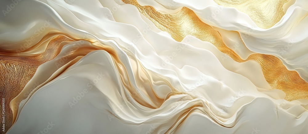 Leinwandbilder elegant background of flowing wave patterns in soft gold and white hues, creating a captivating visu