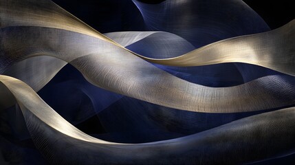 Elegant Gold & Blue Abstract Waves Flow Dynamically