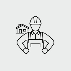 Engineer Architect Business Person Project Manager Vector Line Icon