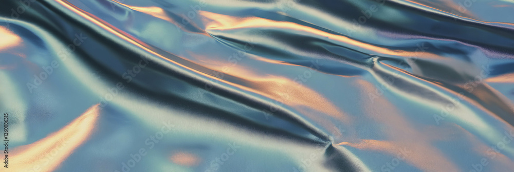 Poster exploring the interplay of breathable fabric, shiny chrome, and textured clay in design