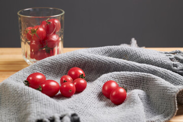 cherry tomatoes in a glass