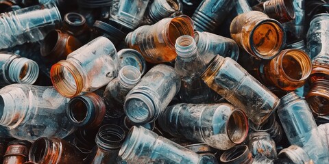 Waste Bottles Pile Up in a Recycling Area Focused on Sustainability
