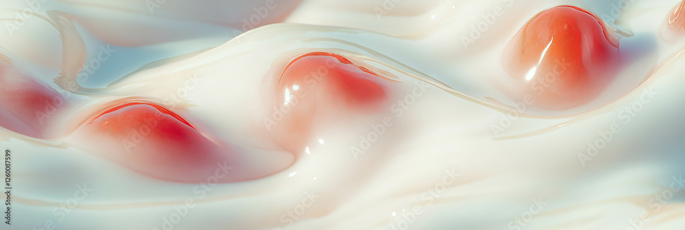Poster cashew milk swirls with halved grapes creating a smooth, visual delight for creative designs