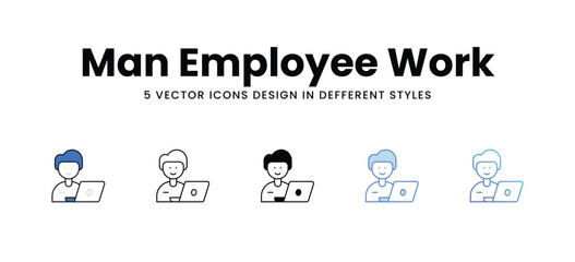 Man Employee Work vector icons set stock illustration