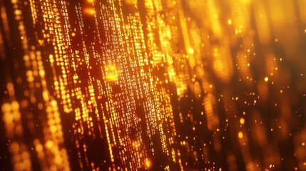 Golden data stream background; digital rain, technology, abstract