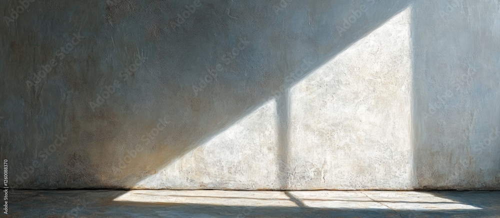 Leinwandbilder shadows elegantly cascade over a textured gray wall featuring a sharp diagonal beam of light from a 