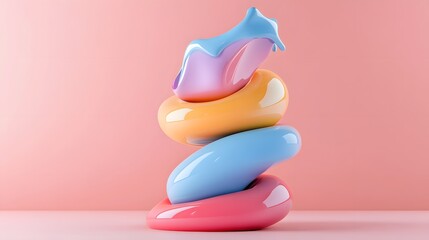 Abstract Colorful Shapes Stacked Artfully