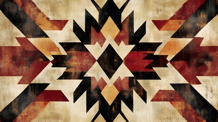 Geometric Southwest Design: Abstract Art Prints in Red, Black, Beige