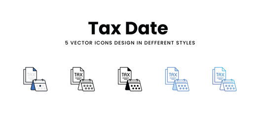 Tax Date  vector icons set stock illustration