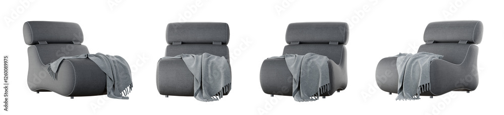 Aufkleber modern armchair set isolated on transparent background. 3d render.