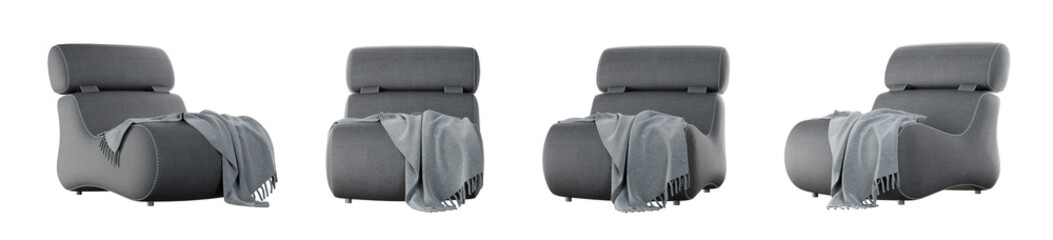 Naklejka premium Modern armchair set isolated on transparent background. 3D render.