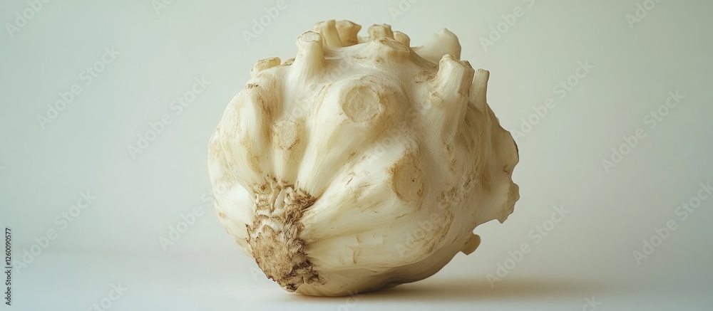 Poster celeriac displayed prominently on a white background, showcasing its textured surface and unique rou