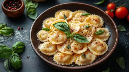 Delicious Ravioli with Fresh Basil and Cherry Tomatoes