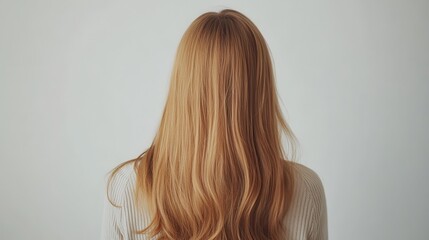 Fototapeta premium Beautiful model girl with Blond hair strand,silky healthy wavy hair strand,hair wavy ribbon, with smooth,Keratin straightening,Treatment,straight long hair,procedures,Smooth hairstyle.