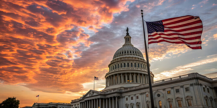 Sunset over the u.S. Capitol building washington d.C. Landscape photography urban environment dramatic viewpoint american heritage