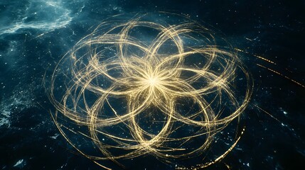 Golden Light Trails Dance Across Dark Canvas