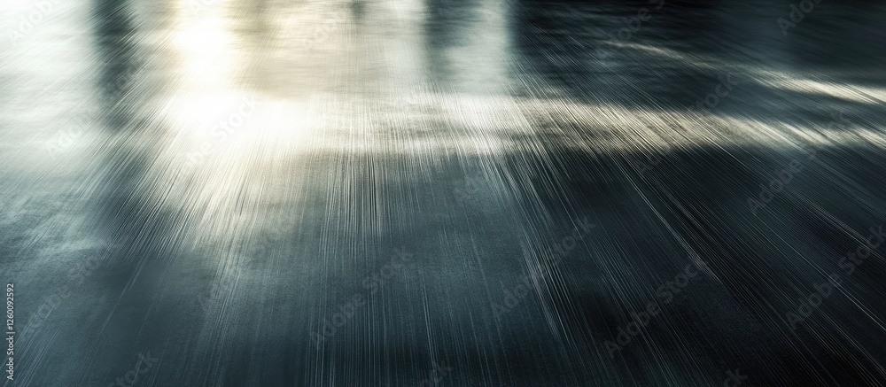 Fototapete Smooth brushed steel surface with soft light reflections in shades of gray and silver, creating an elegant and textured appearance, blurred motion effect.