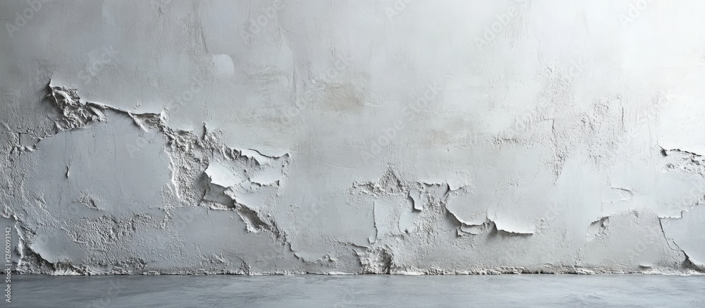 Poster unfinished white plasterboard wall with textured surface in a minimalist interior setting showcasing