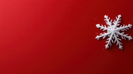Festive snowflake design on red background holiday decoration graphic art close-up view seasonal concept